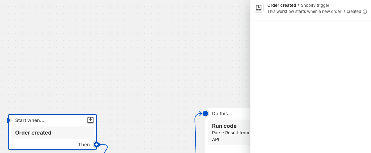 Order created action in Flow app